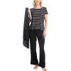 imageMUK LUKS 3 Piece Womens Pajamas  Anything Sleep and Lounge Set Matching Long Sleeve Cardigan Conjunto de PijamaBlack Stripe