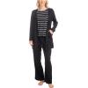 imageMUK LUKS 3 Piece Womens Pajamas  Anything Sleep and Lounge Set Matching Long Sleeve Cardigan Conjunto de PijamaBlack Stripe