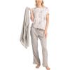 imageMUK LUKS 3 Piece Womens Pajamas  Anything Sleep and Lounge Set Matching Long Sleeve Cardigan Conjunto de PijamaGreyCotton Candy
