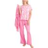 imageMUK LUKS 3 Piece Womens Pajamas  Anything Sleep and Lounge Set Matching Long Sleeve Cardigan Conjunto de PijamaPinkLacey Floral