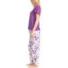 imageMUK LUKS Short Sleeve Pajama Set 2Piece Ruffle Sleeve Shirt and Capri Sleep Pants Artistic Garden Pijamas Capri de MujerPurGarden Floral