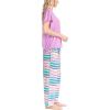imageMUK LUKS Short Sleeve Pajama Set 2Piece Ruffle Sleeve Shirt and Capri Sleep Pants Artistic Garden Pijamas Capri de MujerPurRainbow Stripe