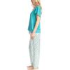 imageMUK LUKS Short Sleeve Pajama Set 2Piece Ruffle Sleeve Shirt and Capri Sleep Pants Artistic Garden Pijamas Capri de MujerTealSpring Plaid
