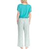 imageMUK LUKS Short Sleeve Pajama Set 2Piece Ruffle Sleeve Shirt and Capri Sleep Pants Artistic Garden Pijamas Capri de MujerTealSpring Plaid