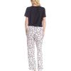 imageMUK LUKS Womens Short Sleeve Pajama 2Piece Set Super Soft TShirt and Pants Garden Party Conjunto de PijamaBlkButterfly Spot