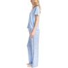 imageMUK LUKS Womens Short Sleeve Pajama 2Piece Set Super Soft TShirt and Pants Garden Party Conjunto de PijamaBluBlue Toile