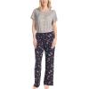 imageMUK LUKS Womens Short Sleeve Pajama 2Piece Set Super Soft TShirt and Pants Garden Party Conjunto de PijamaGryCascading Heart