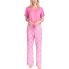 imageMUK LUKS Womens Short Sleeve Pajama 2Piece Set Super Soft TShirt and Pants Garden Party Conjunto de PijamaPnkPink Plaid