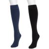 imageMuk Luks Womens Fleece Lined 2 Pair Pack Knee High SocksBlackBlue