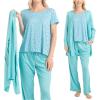 imageMUK LUKS 3 Piece Womens Pajamas  Anything Sleep and Lounge Set Matching Long Sleeve Cardigan Conjunto de PijamaTeal Paisley
