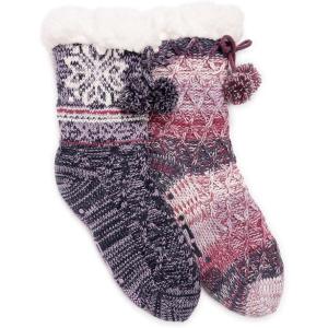 imageMUK LUKS Womens 2 Pair Pack Tall CabinNavyPurple
