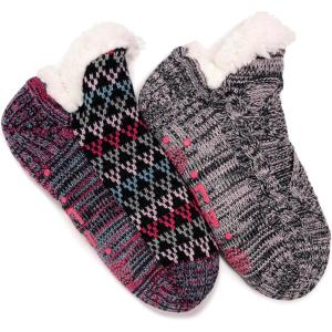 imageMUK LUKS Womens Shortie Cabin Sock 2 Pair PackBlack