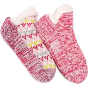 imageMUK LUKS Womens Shortie Cabin Sock 2 Pair PackPink