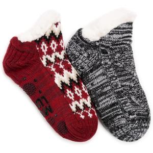 imageMUK LUKS Womens Shortie Cabin Sock 2 Pair PackRed