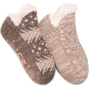 imageMUK LUKS Womens Shortie Cabin Sock 2 Pair PackTaupe
