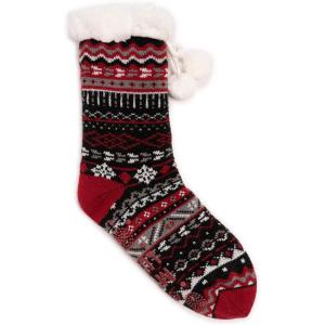 imageMUK LUKS Womens Tall Cabin Sox 1 Pair PackBlackRed