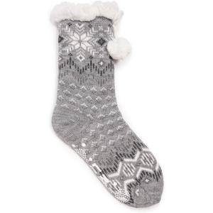 imageMUK LUKS Womens Tall Cabin Sox 1 Pair PackMed Grey Heather