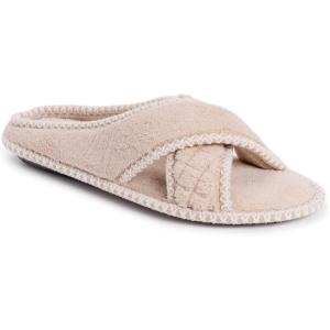 imageMUK LUKS womens Ada Chenille Crossband Slippers  Daisy WhiteSlipperHoney Wheat