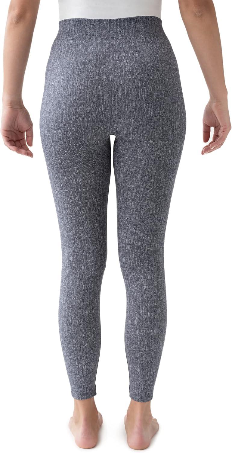 MUK LUKS Leggings Calzettoni Donna, 2 Paia, Nero/Grigio, Taglie Forti, Foderati In Pile