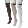 imageMuk Luks Womens 3 Pair Buckle Cuff Over The Knee Socks SockshosieryBrown