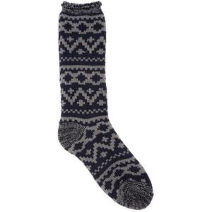imageMUK LUKS Mens Slipper Socks CasualNavyGrey Zig Zag