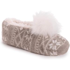 imageMUK LUKS Womens Pom Ballerina SlippersBeige
