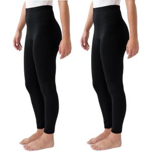 imageMUK LUKS womens Muk Luks Womens 2 Pack of Leggings Hosiery Ebony Ebony LargeXLarge US