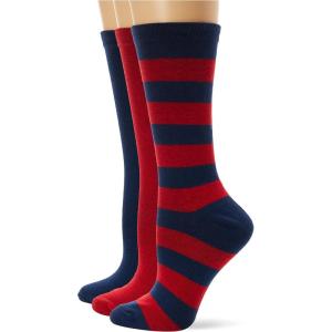 imageMuk Luks Womens Game Day Sport Crew Socks Pack of Three PairsBlueRed
