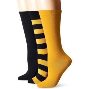 imageMuk Luks Womens Game Day Sport Crew Socks Pack of Three PairsNavyYellow