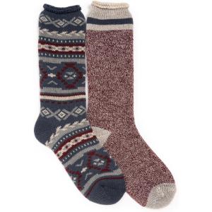 imageMUK LUKS Mens 2 Pk Heat Retainer SocksTwilight BlueBurgundy