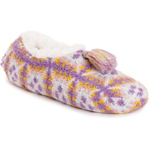 imageMUK LUKS Womens Cozy Ballerina Slipper with Sherpa LiningPurpleGold