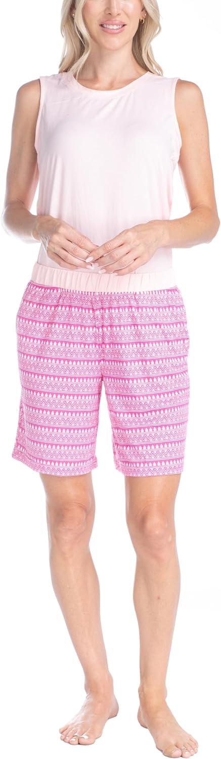 imageMUK LUKS 2 Pack Womens Pajama Set  Shorts Capris Tank Top and TShirt Loungewear Pajamas All Mixed up Conjunto PijamaPerfectly Pink