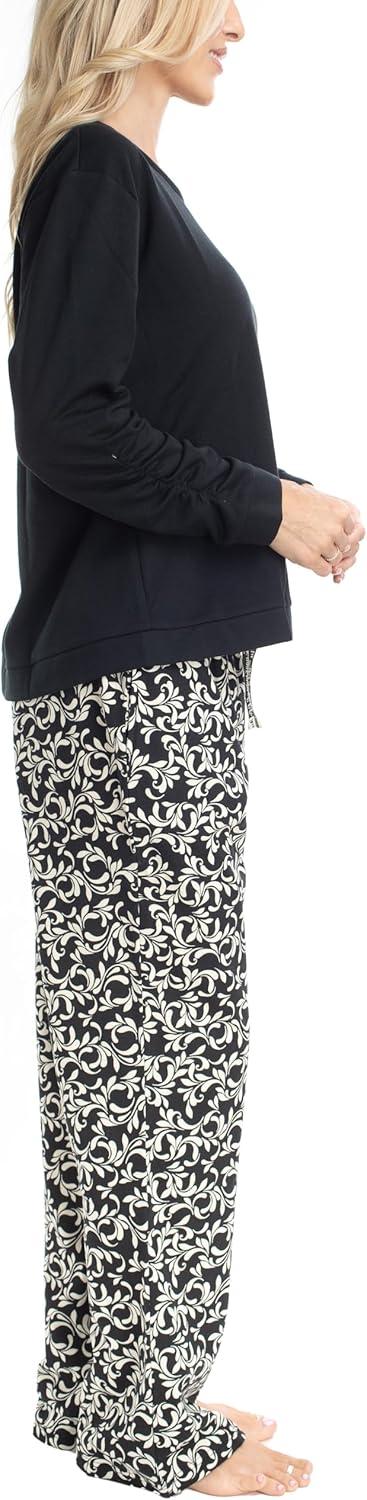 imageMUK LUKS Sweater Weather Womens Pajama 2Piece Set Super Soft Long Sleeve Shirt and Pants Pijama De MujerBlackVine