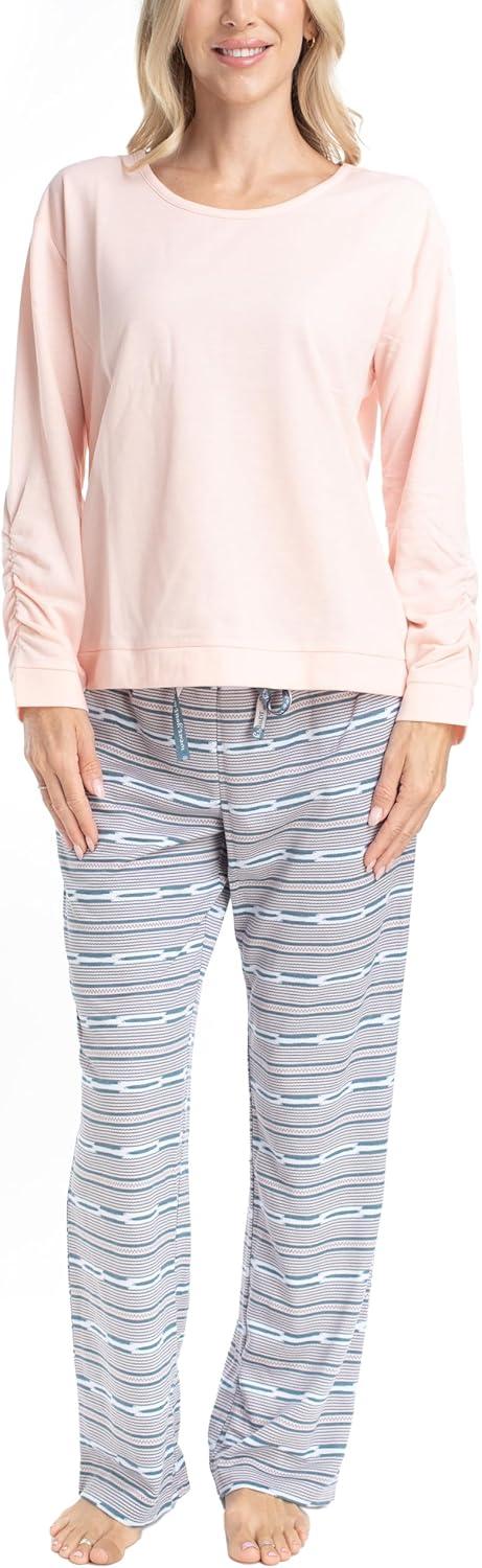 imageMUK LUKS Sweater Weather Womens Pajama 2Piece Set Super Soft Long Sleeve Shirt and Pants Pijama De MujerBlushZig Zag