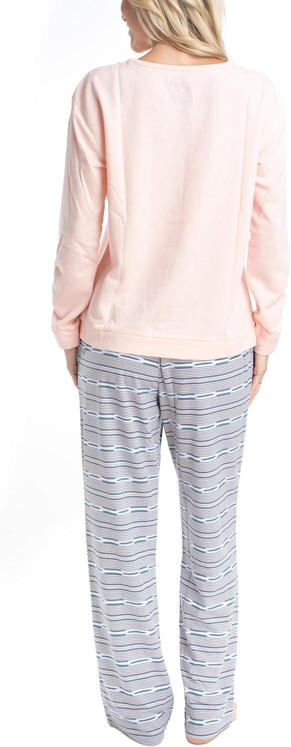 imageMUK LUKS Sweater Weather Womens Pajama 2Piece Set Super Soft Long Sleeve Shirt and Pants Pijama De MujerBlushZig Zag