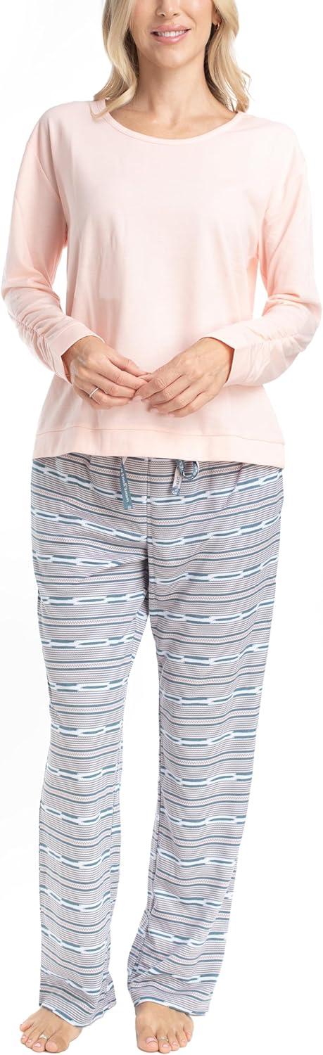 imageMUK LUKS Sweater Weather Womens Pajama 2Piece Set Super Soft Long Sleeve Shirt and Pants Pijama De MujerBlushZig Zag