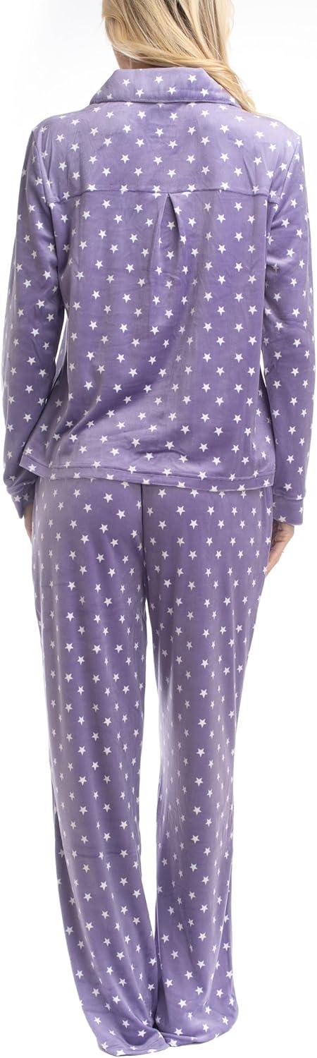 imageMUK LUKS Womens 2 Piece Pajama Set  Silky Veluor Button Down Top and Pajama Pants Lovely Gems Pijamas de MujerTiny Stars