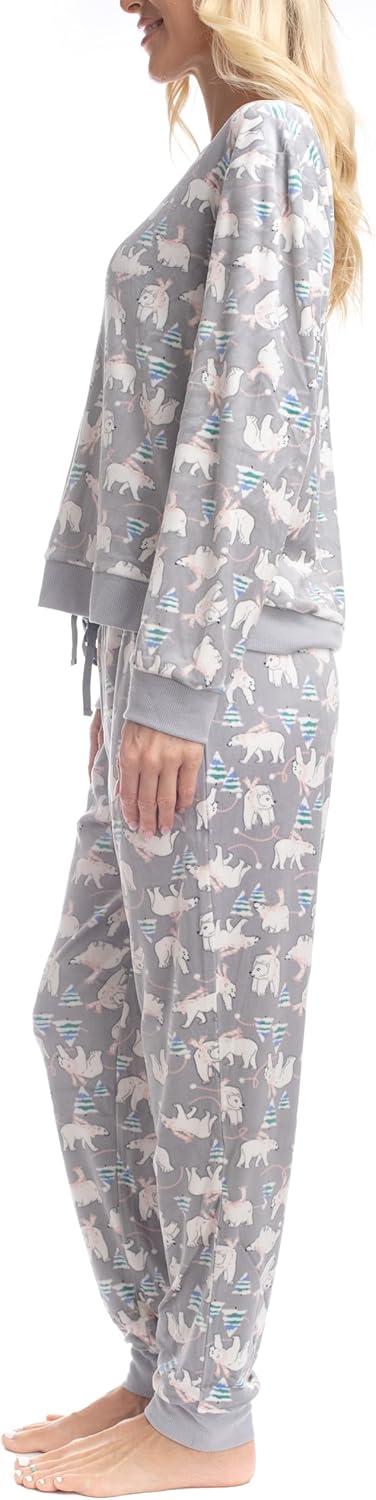imageMUK LUKS Womens 2 Piece Pajama Set Long Sleeve Shirt and Joggers  Silky Velour Mountain Vibes  Pijamas de MujerBear Crawl