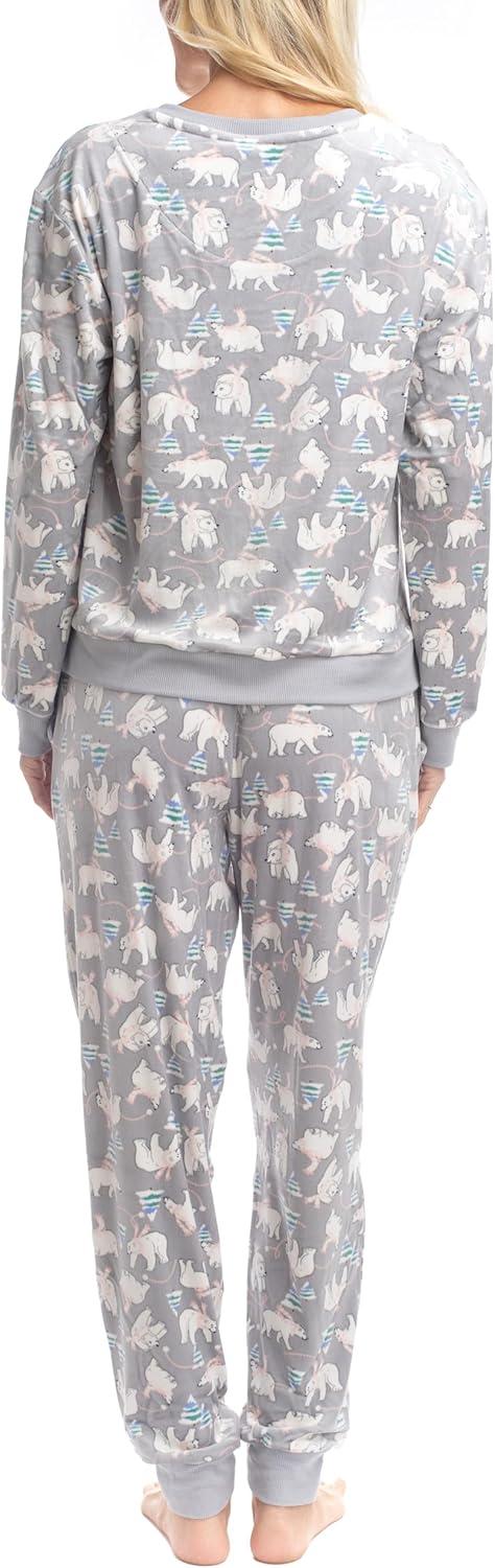 imageMUK LUKS Womens 2 Piece Pajama Set Long Sleeve Shirt and Joggers  Silky Velour Mountain Vibes  Pijamas de MujerBear Crawl