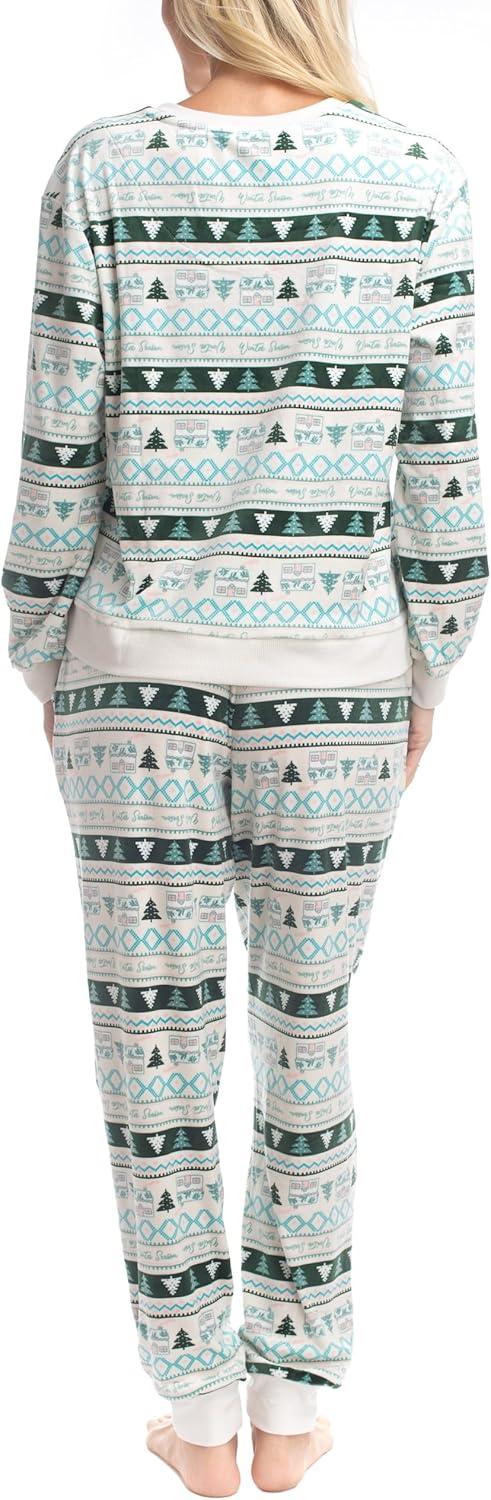 imageMUK LUKS Womens 2 Piece Pajama Set Long Sleeve Shirt and Joggers  Silky Velour Mountain Vibes  Pijamas de MujerCabinside Fairisle