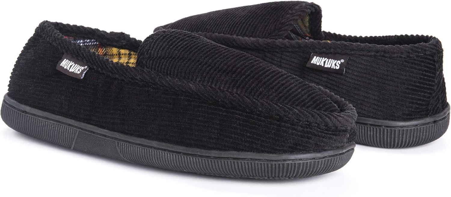 imageMuk Luks Mens Corduroy Moccasin with Flannel LiningBlack
