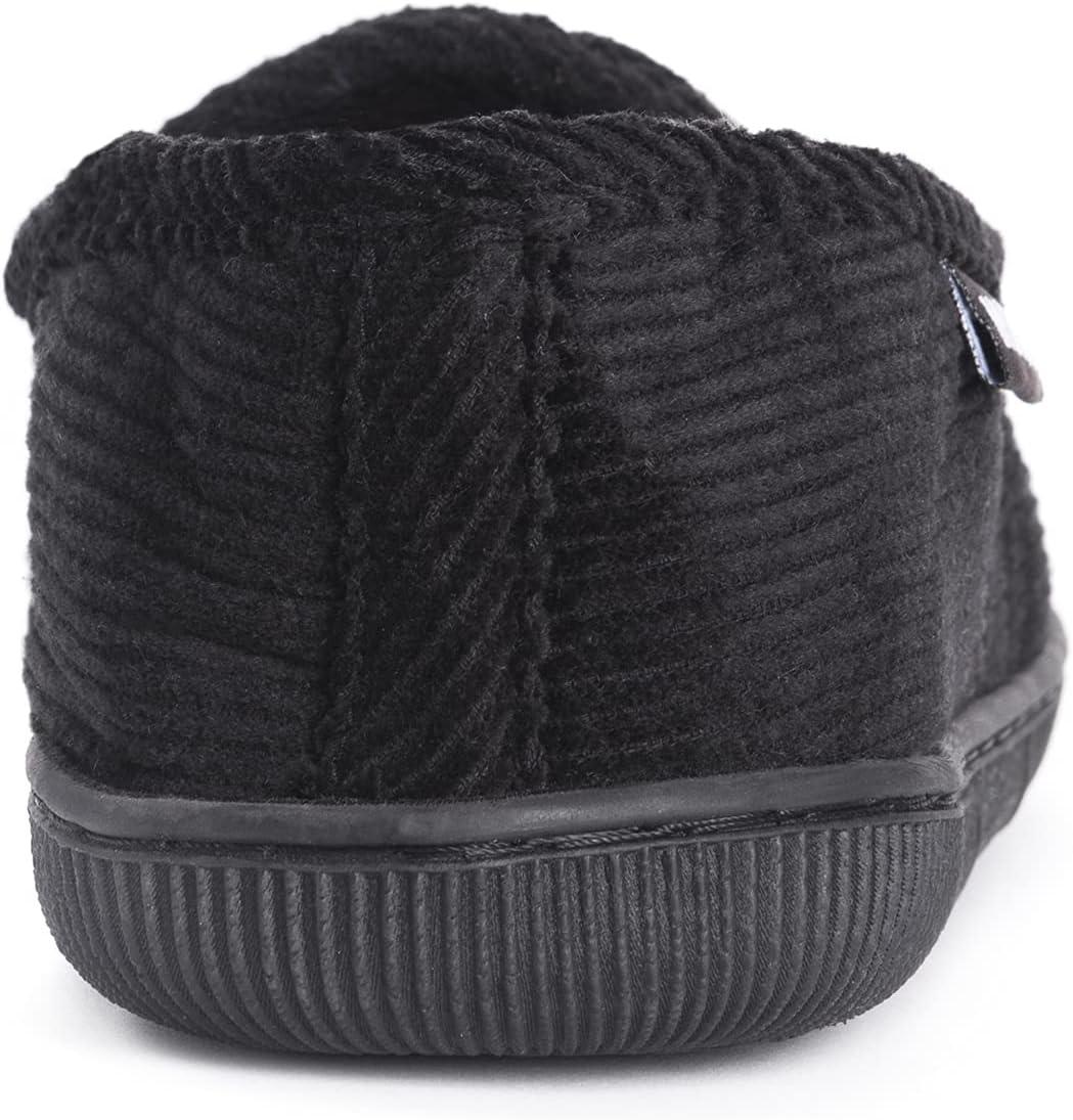 imageMuk Luks Mens Corduroy Moccasin with Flannel LiningBlack