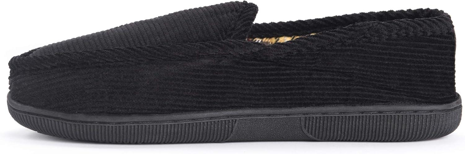 imageMuk Luks Mens Corduroy Moccasin with Flannel LiningBlack