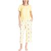 imageMUK LUKS 2 Pack Womens Pajama Set  Shorts Capris Tank Top and TShirt Loungewear Pajamas All Mixed up Conjunto PijamaBanana Yellow