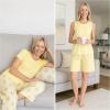 imageMUK LUKS 2 Pack Womens Pajama Set  Shorts Capris Tank Top and TShirt Loungewear Pajamas All Mixed up Conjunto PijamaBanana Yellow