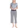 imageMUK LUKS 2 Pack Womens Pajama Set  Shorts Capris Tank Top and TShirt Loungewear Pajamas All Mixed up Conjunto PijamaBlack Grey