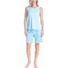 imageMUK LUKS 2 Pack Womens Pajama Set  Shorts Capris Tank Top and TShirt Loungewear Pajamas All Mixed up Conjunto PijamaBlue Leopard