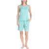 imageMUK LUKS 2 Pack Womens Pajama Set  Shorts Capris Tank Top and TShirt Loungewear Pajamas All Mixed up Conjunto PijamaGreen Leaf