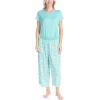 imageMUK LUKS 2 Pack Womens Pajama Set  Shorts Capris Tank Top and TShirt Loungewear Pajamas All Mixed up Conjunto PijamaGreen Leaf