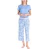 imageMUK LUKS 2 Pack Womens Pajama Set  Shorts Capris Tank Top and TShirt Loungewear Pajamas All Mixed up Conjunto PijamaPurple Paisley